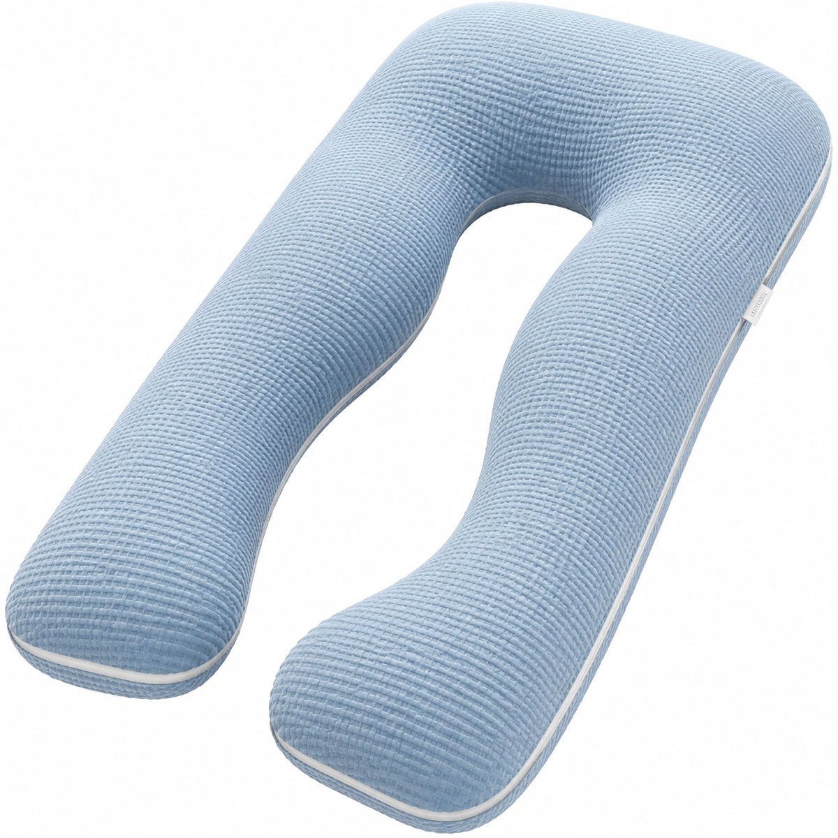 Cojín de embarazo en U 135 cm de tejido azul con funda extraíble y soporte corporal
