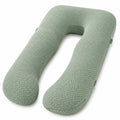 Cojín de embarazo en U 145 cm de tejido texturizado verde salvia - soporte corporal envolvente