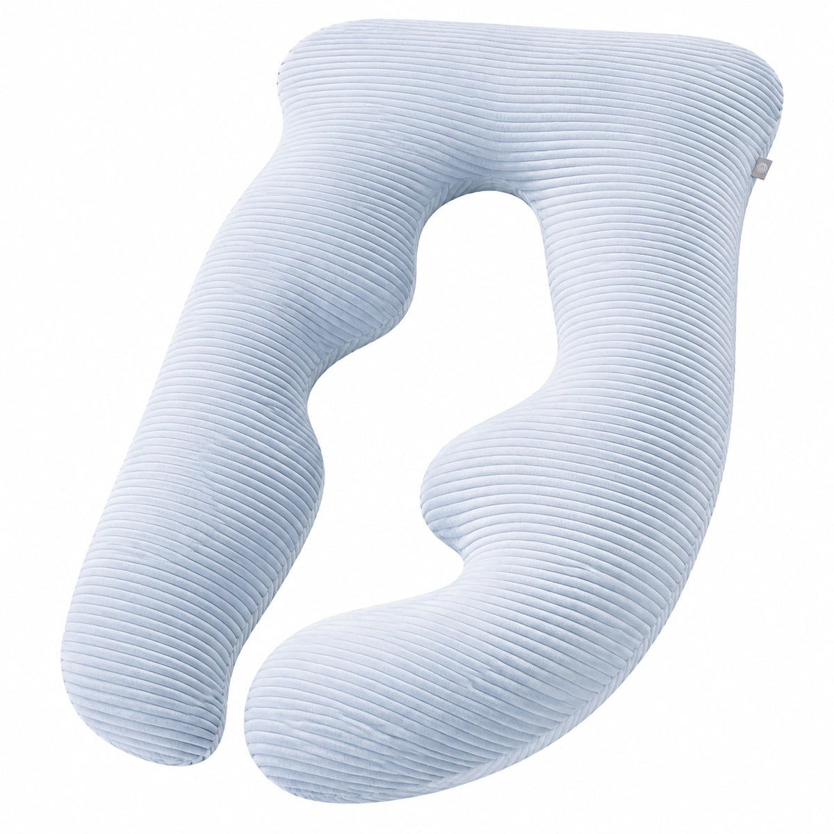 Almohada corporal en U 140 cm de tejido acanalado azul claro para descanso