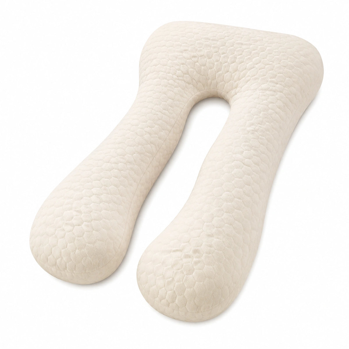 Cojín de embarazo en U 140 cm de poliéster beige con funda acolchada para descanso
