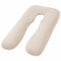 Cojín de embarazo en U 140 cm de tela beige para apoyo corporal