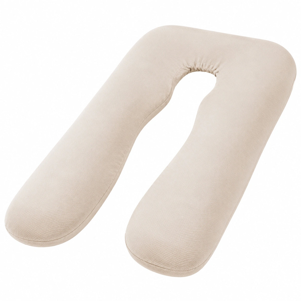 Cojín de embarazo en U 140 cm de tela beige para apoyo corporal