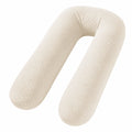 Cojín de embarazo en U 140 cm de tejido acolchado crema para descanso corporal