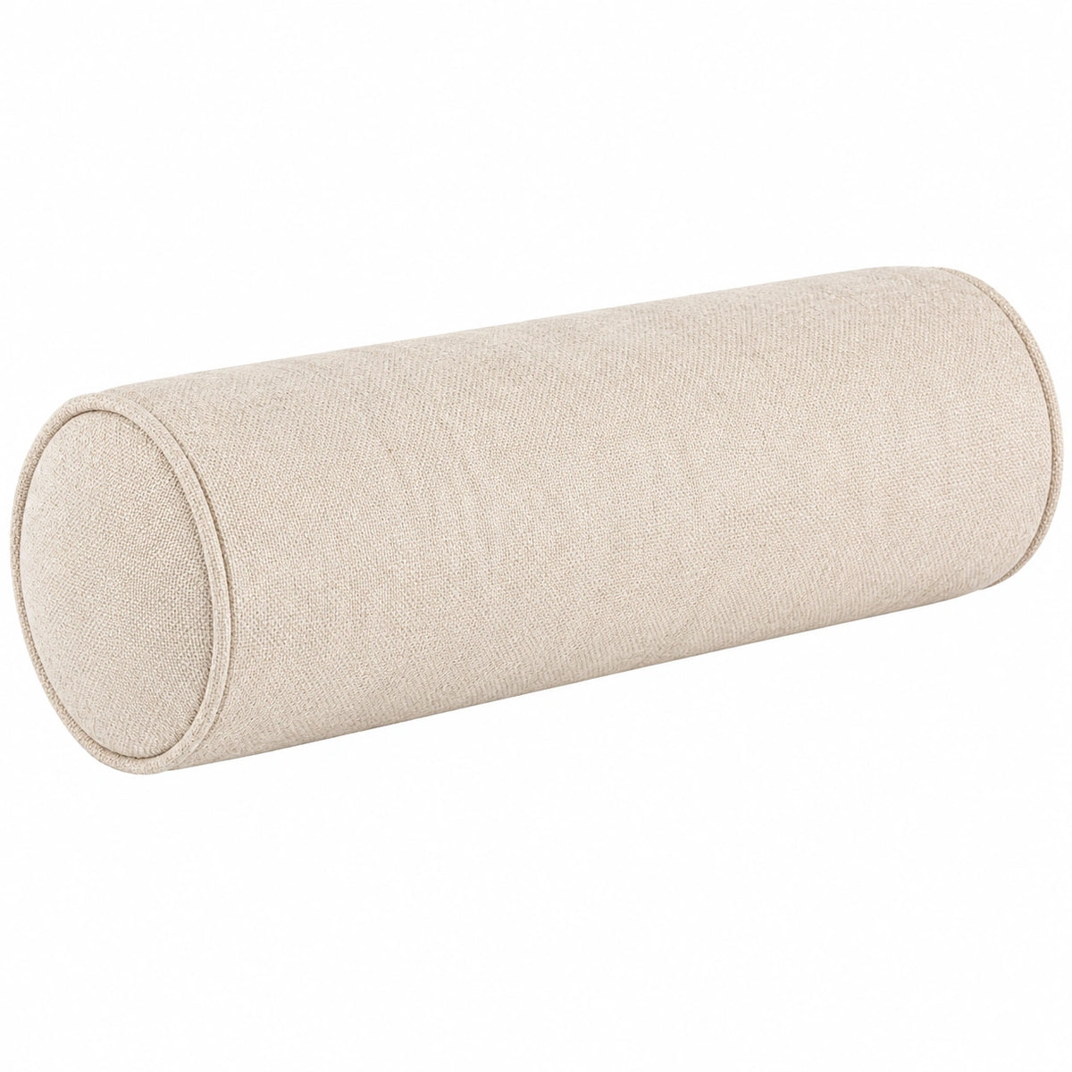 Cojín cilíndrico 20 x 50 cm de tejido beige para apoyo decorativo