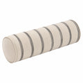 Cojín cilíndrico 50 x 18 cm de tejido beige y gris con rayas para sofá