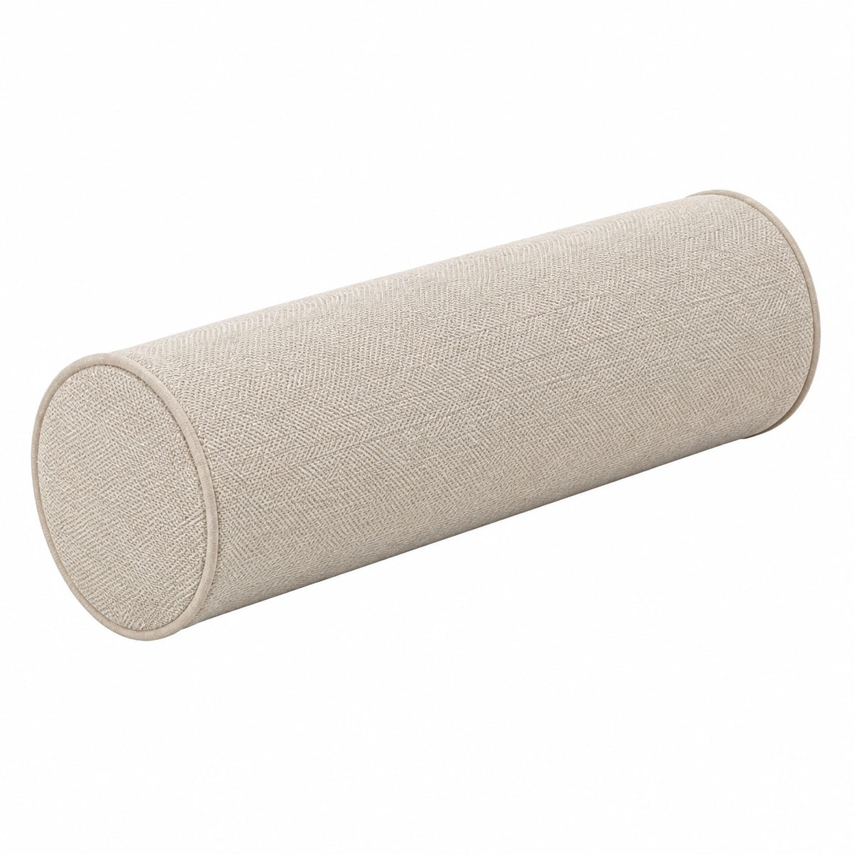 Cojín cilíndrico 15 x 50 cm de tejido beige para apoyo decorativo