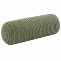 Cojín cilíndrico 15 x 40 cm de tejido acanalado verde para apoyo decorativo