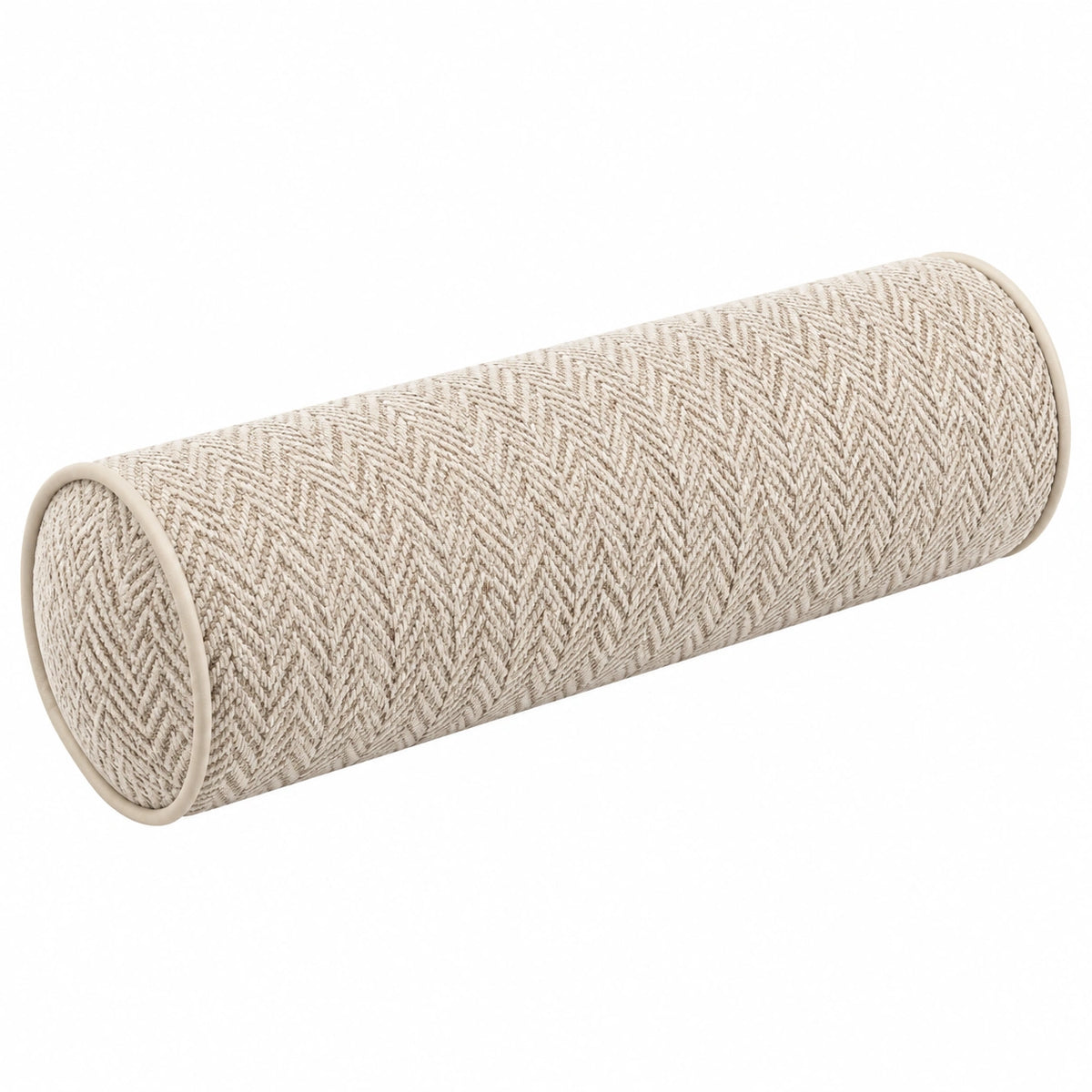 Cojín cilíndrico 15 x 50 cm de tejido beige para apoyo decorativo