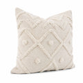 Cojín cuadrado 45 cm beige de tejido texturizado con relieve decorativo