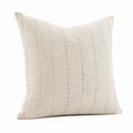 Cojín decorativo 45 x 45 cm de tejido beige con rayas bordadas para sofá estilo natural
