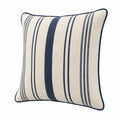 Cojín cuadrado 45 cm de tejido beige y azul marino con rayas decorativas