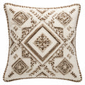 Cojín decorativo 45 x 45 cm de tejido beige y marrón bordado estilo bohemio