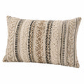 Cojín lumbar 50 x 30 cm de tejido beige y negro con relieve decorativo