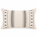 Cojín lumbar 50 x 30 cm de tejido beige con estampado geométrico negro