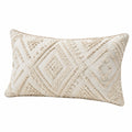 Cojín decorativo rectangular 50 x 30 cm de tejido beige con relieve geométrico