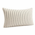 Cojín rectangular 50 x 30 cm de tejido beige y negro con rayas decorativas