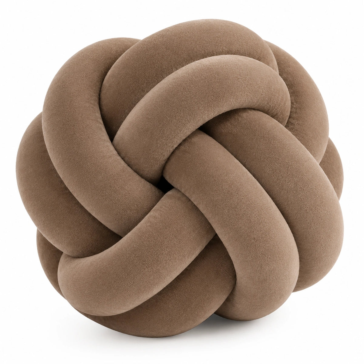 Cojín decorativo anudado de 30 cm en poliéster marrón - diseño escultórico
