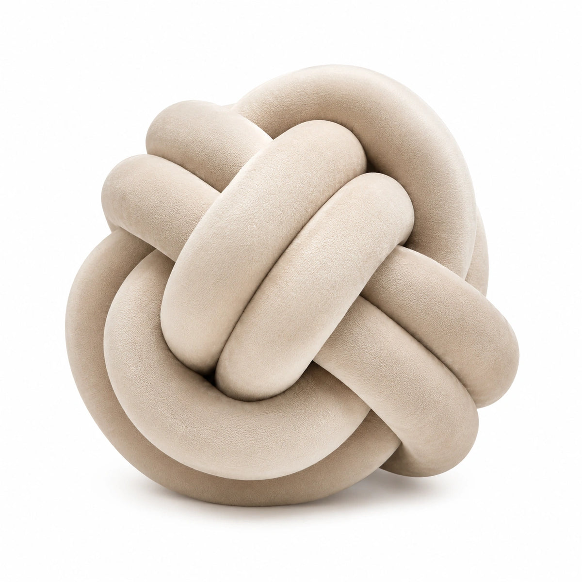 Cojín decorativo anudado 35 cm de tejido suave beige para sofá y cama