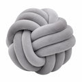 Cojín decorativo redondo de 30 cm en poliéster gris con diseño de nudo suave