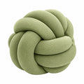 Cojín decorativo redondo de 30 cm verde en tejido texturizado - diseño de nudo