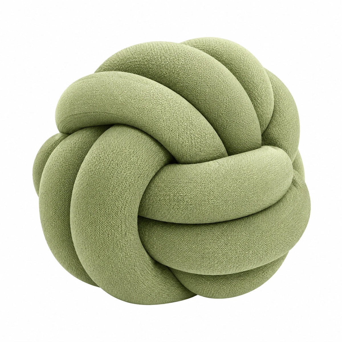 Cojín decorativo redondo de 30 cm verde en tejido texturizado - diseño de nudo