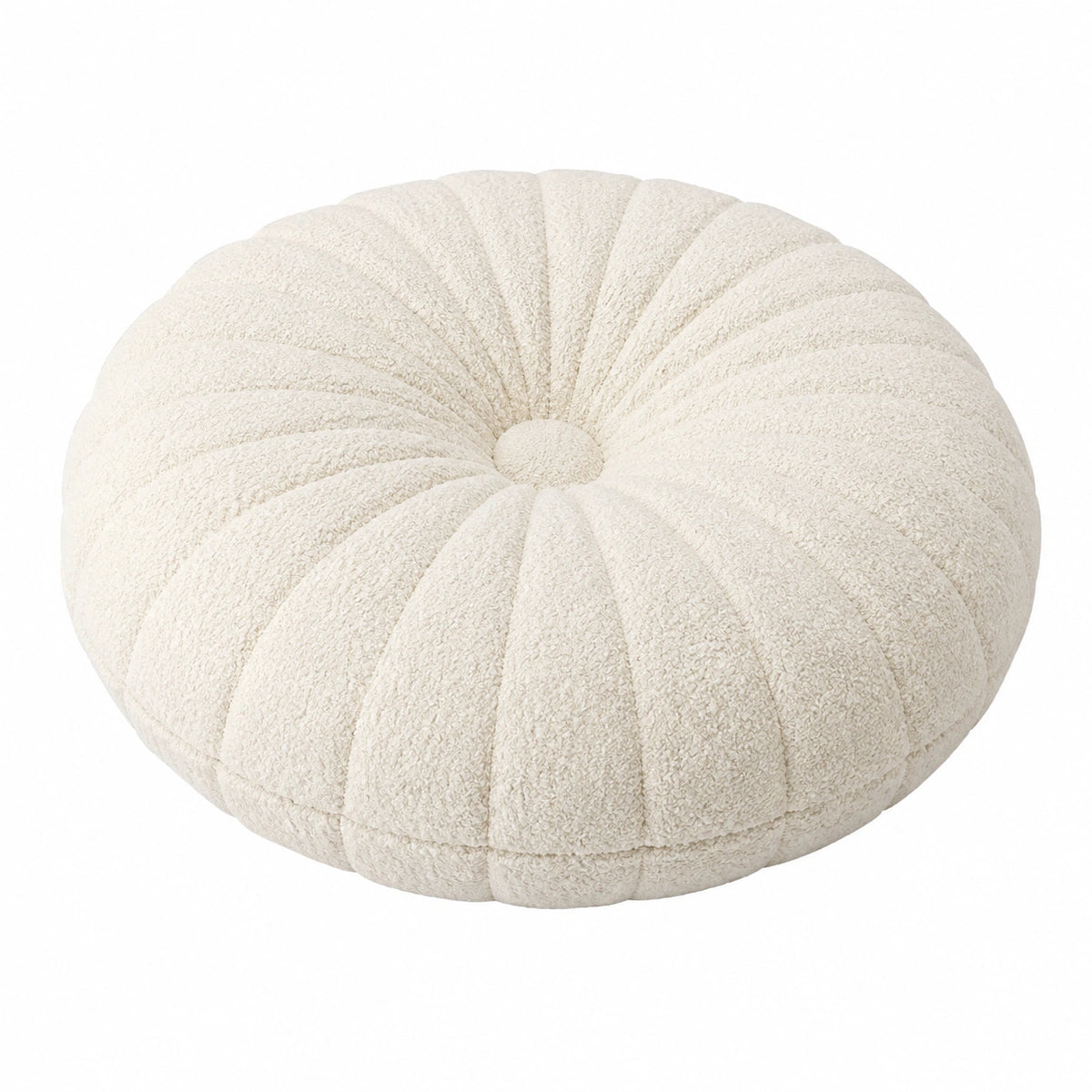 Cojín decorativo redondo 45 cm de tejido bouclé beige - estilo acanalado
