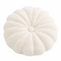 Cojín redondo 40 cm de tejido beige con diseño acolchado decorativo