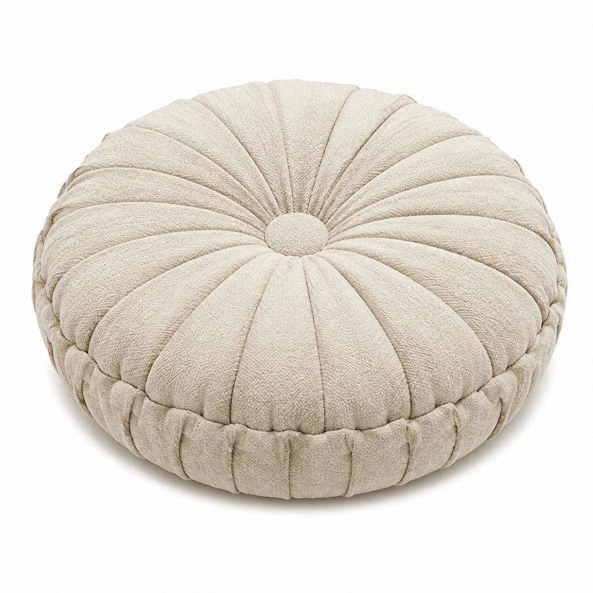 Cojín redondo 70 cm de tejido bouclé beige - asiento acolchado estilo contemporáneo