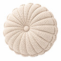 Cojín decorativo redondo 40 cm de punto beige con botón central estilo nórdico